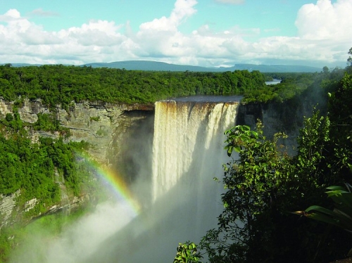 Rainbow and jungle at Kaieteur Falls